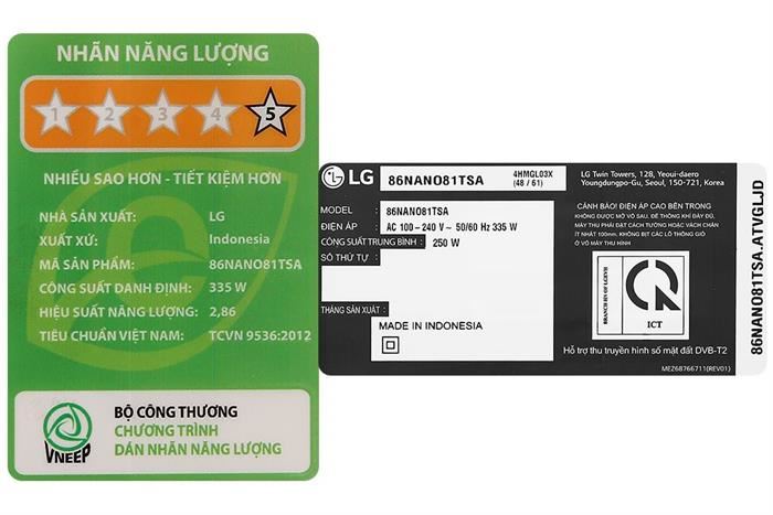 Smart Tivi NanoCell LG 4K 86 Inch 86NANO81TSA&nbsp;